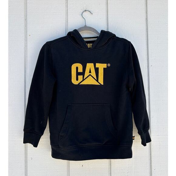 CAT Caterpillar Tractor Hooded Sweatshirt, Black‎ & Yellow, Youth M (10/12) - Picture 1 of 3